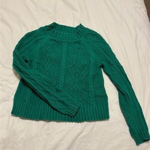 Gap 100% Cotton Kelly Green Cable Knit Sweater